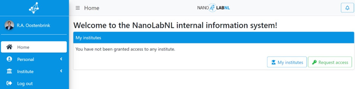 Screenshot of the Nanolab information System (NiS)